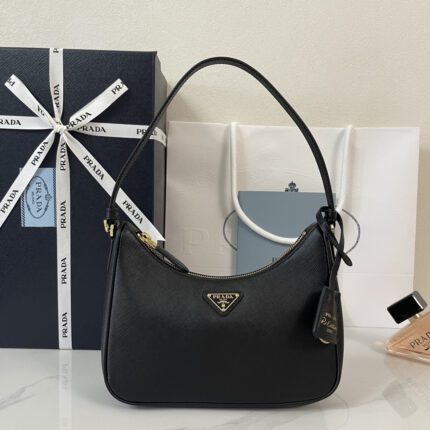 Prada Re-Edition 2005 Saffiano Leather Shoulder Bag (Black)