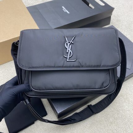 Saint Laurent Nylon Messenger Bag (Black)