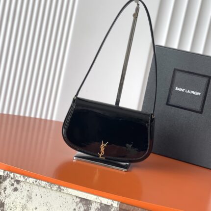 Saint Laurent Voltaire Patent Leather Shoulder Bag (Black)