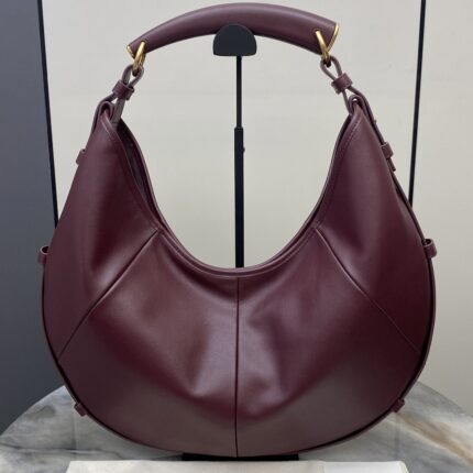 Saint Laurent Large Crescent Hobo Bag in Smooth Leather (Burgundy)