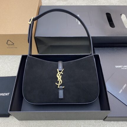 YSL Suede Shoulder Bag with Monogram