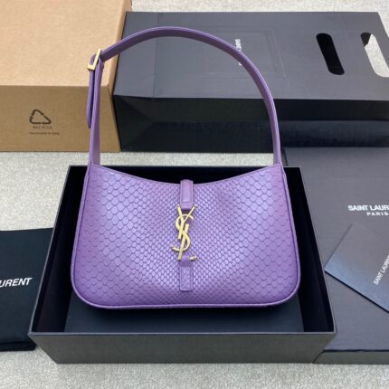 Saint Laurent Le 5 à 7 Hobo Bag in Python-Embossed Leather (Lavender/Lilac)