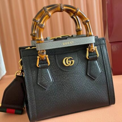 Gucci Diana Mini Tote Bag in Black Leather