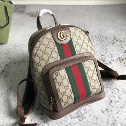 Gucci GG Supreme Canvas Backpack with Web Stripe