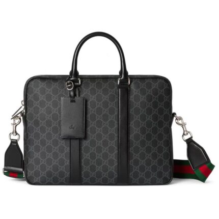 Gucci GG Black Messenger Bag with Web Strap