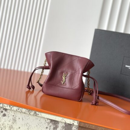Saint Laurent Le 57 Mini Bucket Bag in Smooth Leather (Deep Plum)