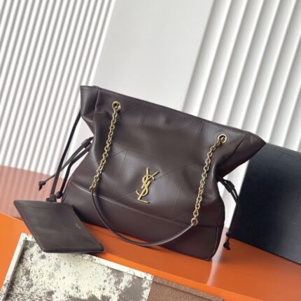 Product Name: Saint Laurent Large Leather Drawstring Tote Bag