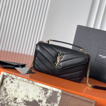 Saint Laurent Loulou Medium Leather Flap Chain Bag Black