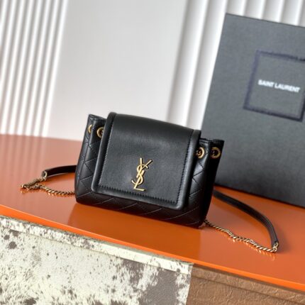Saint Laurent Nolita Mini Quilted Leather Chain Bag (Black & Gold Hardware)