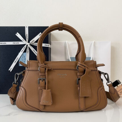 Prada Vitello Daino Leather Bowling Bag