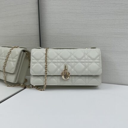 Dior My Dior Mini Bag in latte Cannage lambskin White